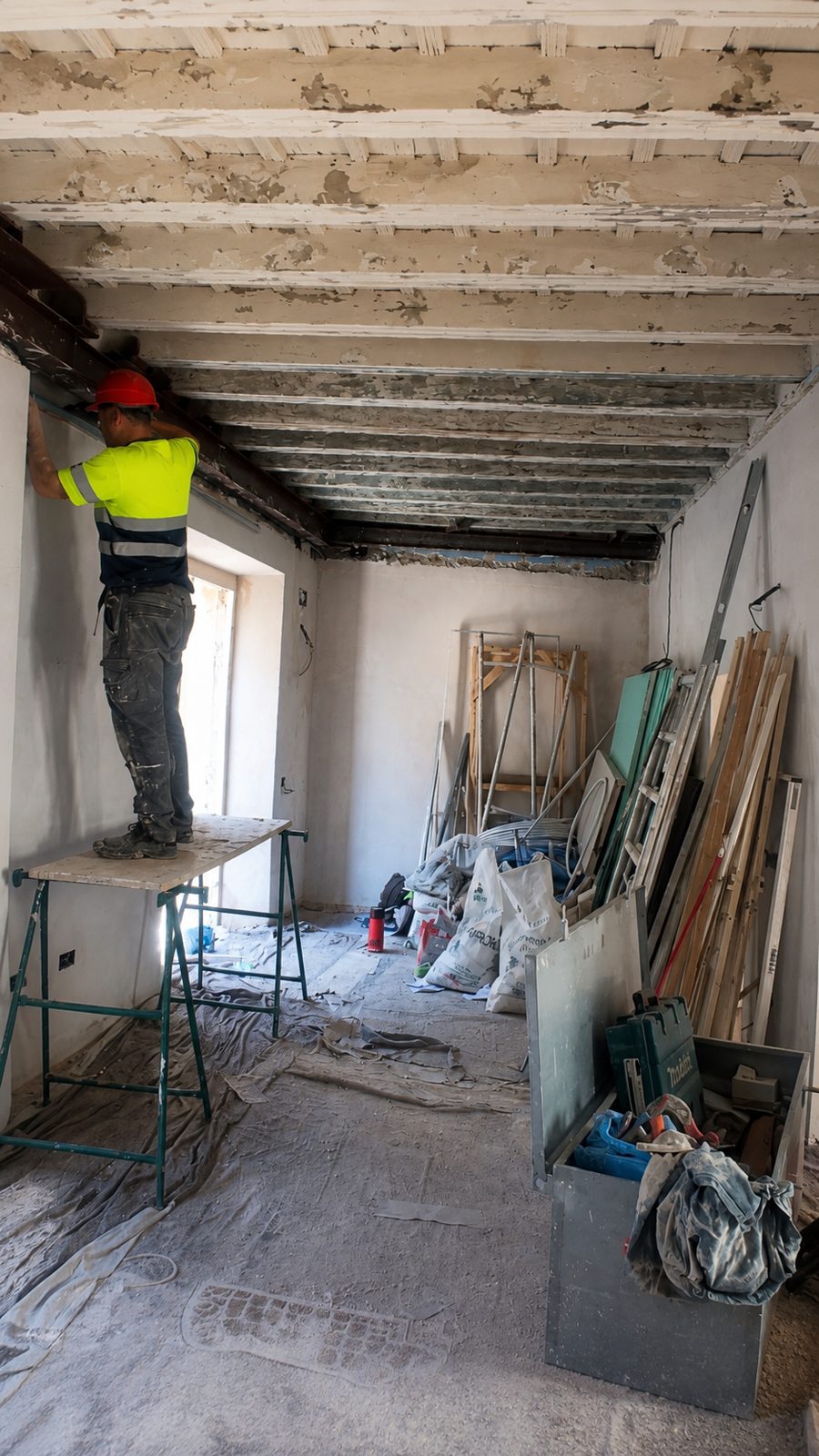 Los forjados de madera, al descubierto.